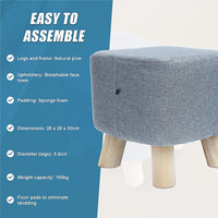 Fabric Ottoman Foot Stool Rest Pouffe Footstool Wood Storage Padded Seat