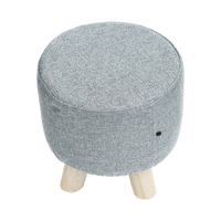 Fabric Ottoman Foot Stool Rest Pouffe Footstool Wood Storage Padded Seat