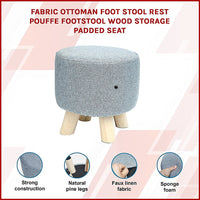 Fabric Ottoman Foot Stool Rest Pouffe Footstool Wood Storage Padded Seat