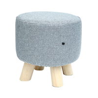 Fabric Ottoman Foot Stool Rest Pouffe Footstool Wood Storage Padded Seat