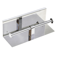 Stainless Steel Double Toilet Paper Holder Towel Roll Tissue Rack Storage Shelf