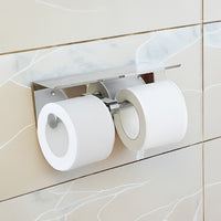 Stainless Steel Double Toilet Paper Holder Towel Roll Tissue Rack Storage Shelf