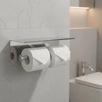 Stainless Steel Double Toilet Paper Holder Towel Roll Tissue Rack Storage Shelf