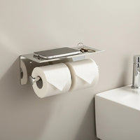 Stainless Steel Double Toilet Paper Holder Towel Roll Tissue Rack Storage Shelf