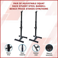 Adjustable Squat Rack Pair Steel Barbell Bench Press Stands Gym Home
