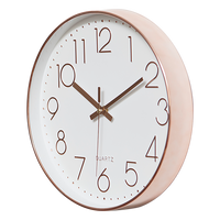 Modern Rose Gold Wall Clock – Silent Non-Ticking Quartz Battery Operated Design