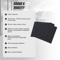 5m2 Box of Premium Carpet Tiles Commercial Domestic Office Heavy Use Flooring Charcoal