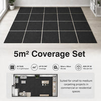 5m2 Box of Premium Carpet Tiles Commercial Domestic Office Heavy Use Flooring Charcoal