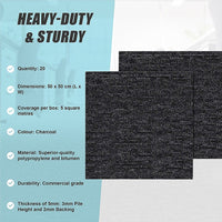 5m2 Box of Premium Carpet Tiles Commercial Domestic Office Heavy Use Flooring Charcoal