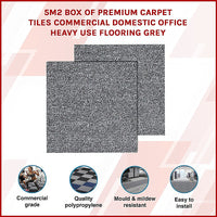 5m2 Box of Premium Carpet Tiles Commercial Domestic Office Heavy Use Flooring Grey