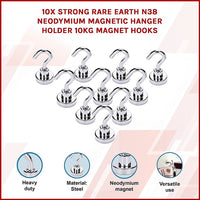 10x Strong Rare Earth N38 Neodymium Magnetic Hanger Holder 10kg Magnet Hooks