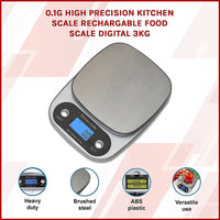 0.1g High Precision Kitchen Scale Rechargable Food Scale Digital 3KG