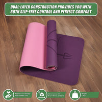 8mm TPE Yoga Mat Exercise Fitness Gym Pilates Non Slip Dual Layer