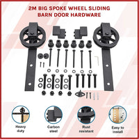 2M Big Spoke Wheel Sliding Barn Door Hardware