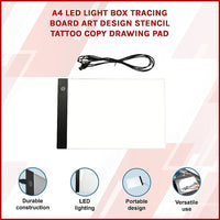 A4 LED Light Box Tracing Board Art Design Stencil Tattoo Copy Drawing Pad