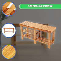 Bamboo Shoe Rack Wooden Bench Storage Organiser Cabinet Holder Stool