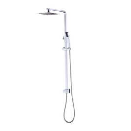 WELS 8" Rain Shower Head Set Square Dual Heads Faucet High Pressure With Mixer