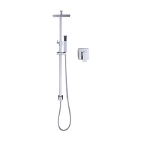 WELS 8" Rain Shower Head Set Square Dual Heads Faucet High Pressure With Mixer