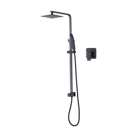 WELS 8" Rain Shower Head Set Square Dual Heads Faucet High Pressure With Mixer