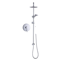 WELS 8" Rain Shower Head Set Rounded Dual Heads Faucet High Pressure With Mixer