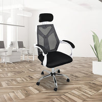 Office Chair – Ergonomic Mesh Back Computer Desk White Chair with Padded Foam Seat