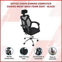 Office Chair – Ergonomic Mesh Back Computer Desk Chair with Padded Foam Seat in Black