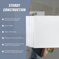 5 pack of 50x60cm Artist Blank Stretched Canvas Canvases Art Large White Range Oil Acrylic Wood