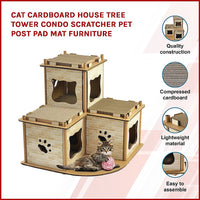 Cat Cardboard House Tree Tower Condo Scratcher Pet Post Pad Mat Furniture