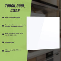 Toughened 60cm x 75cm White Glass Kitchen Splashback