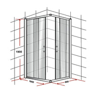 1000 x 900mm Sliding Door Nano Safety Glass Shower Screen By Della Francesca