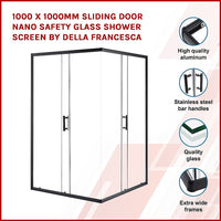 1000 x 1000mm Sliding Door Nano Safety Glass Shower Screen By Della Francesca