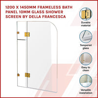 1200 x 1450mm Frameless Bath Panel 10mm Glass Shower Screen By Della Francesca