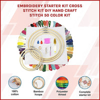 Embroidery Starter Kit Cross Stitch Kit DIY Hand Craft Stitch 50 Colour Kit