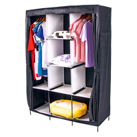 Large Portable Clothes Closet Canvas Wardrobe Storage Organizer with Shelves