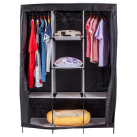 Large Portable Clothes Closet Canvas Wardrobe Storage Organizer with Shelves