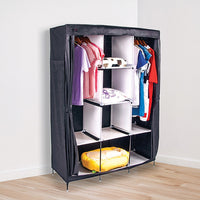 Large Portable Clothes Closet Canvas Wardrobe Storage Organizer with Shelves