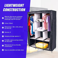 Large Portable Clothes Closet Canvas Wardrobe Storage Organizer with Shelves