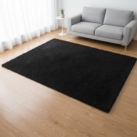 200x140cm Floor Rugs Large Shaggy Rug Area Carpet Bedroom Living Room Mat - Black