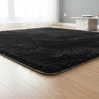 200x140cm Floor Rugs Large Shaggy Rug Area Carpet Bedroom Living Room Mat - Black