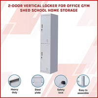 2-Door Vertical Locker for Office Gym Shed School Home Storage