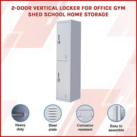 2-Door Vertical Locker for Office Gym Shed School Home Storage