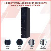 4-Door Vertical Locker for Office Gym Shed School Home Storage