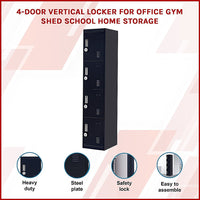 4-Door Vertical Locker for Office Gym Shed School Home Storage