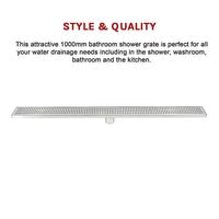 1000mm Bathroom Shower Stainless Steel Grate Drain w/Centre outlet Floor Waste Square Pattern