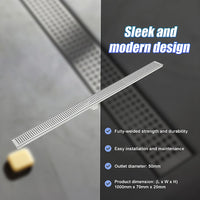 1000mm Bathroom Shower Stainless Steel Grate Drain w/Centre outlet Floor Waste Square Pattern