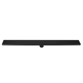 900mm Bathroom Shower Black Grate Drain w/Centre outlet Floor Waste Square Pattern