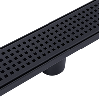 900mm Bathroom Shower Black Grate Drain w/Centre outlet Floor Waste Square Pattern