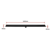 1200mm Bathroom Shower Black Grate Drain w/Centre outlet Floor Waste Square Pattern