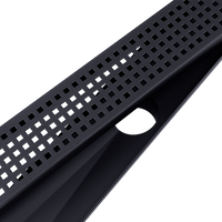 1200mm Bathroom Shower Black Grate Drain w/Centre outlet Floor Waste Square Pattern