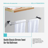 Double Classic Chrome Towel Bar Rail Bathroom
